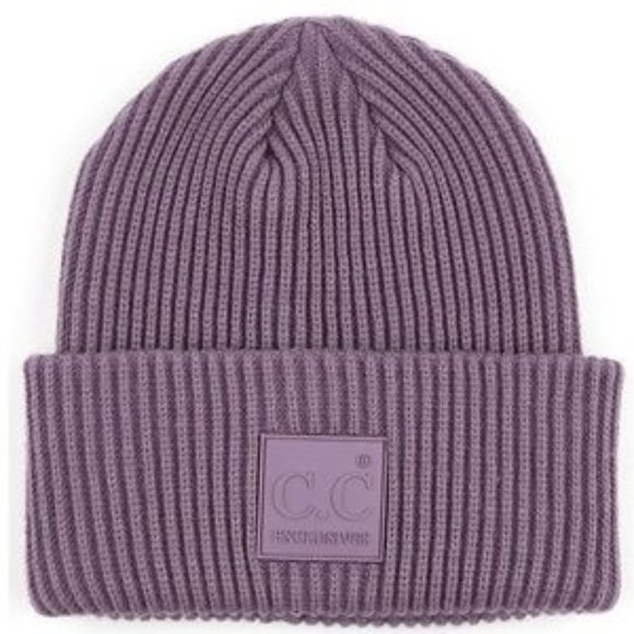 C.C Solid Color Ribbed Beanie Hat - Picture 1 of 1